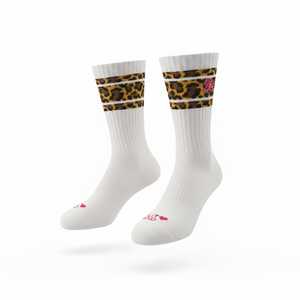 Leopard stripe crew socks for girls, detail