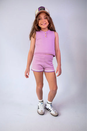 Purple Uniform knit tank and shorts set