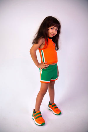 Side view of orange Uniform knit tank