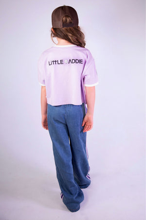 Leopard Heart, Glitter Flex - Cropped Tee White