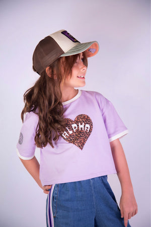 Girls heart graphic cropped tee by Little Baddie, trendy casual t-shirt for stylish girls aged 5 to 12