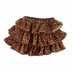 Girls leopard print ruffle skirt by Little Baddie, trendy boutique fashion skirt for stylish girls aged 5 to 12, product only