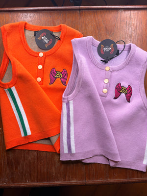 Little Baddie kidswear product photo. Model Isla is aged 9, 27kg and 133cm tall, wearing size 9/10.