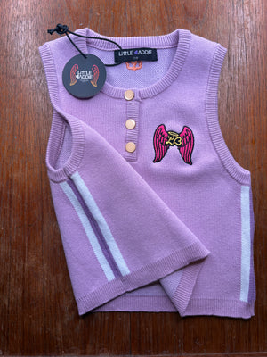 Little Baddie kidswear product photo. Model Isla is aged 9, 27kg and 133cm tall, wearing size 9/10.